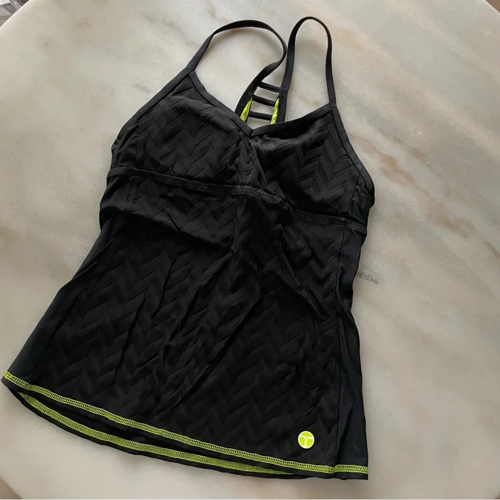 Trina Turk Black Athletic Tank Top with Neon Accents size M - Picture 1 of 6